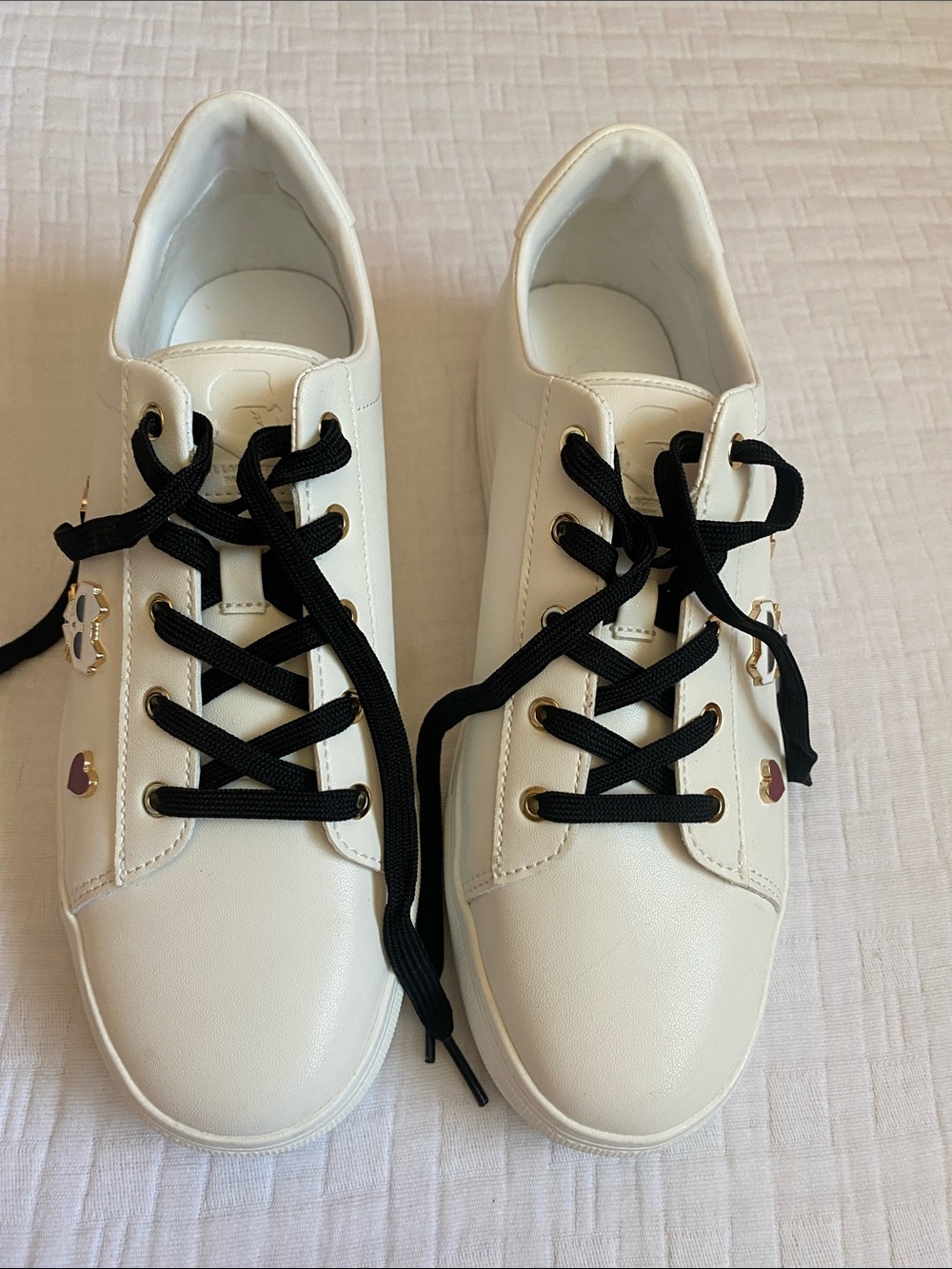 KARL LAGERFELD White Sneakers with Black Laces